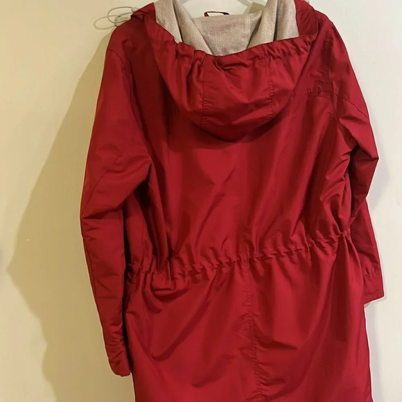 [L]Eddie Bauer Red Mesh Lined Windbreaker Trench Jacket - Picture 10 of 14